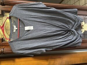 Lou & Grey for Loft Womens L Blue Gray SS Stylish Top NWT